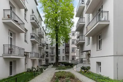 an empty street in an apartment building at Studio Apartment With Terrace -Starowślna 43 in Kraków