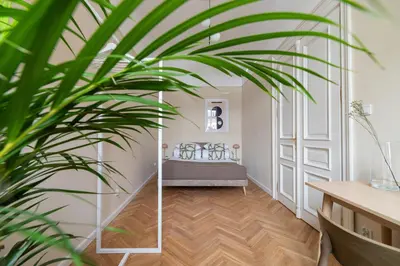 a plant in a room with a hallway at 2 - bedroom apartment - Rejtana 10 in Kraków
