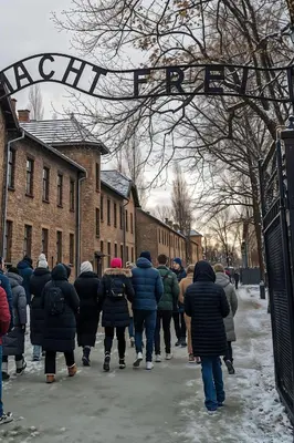 a group of people walking down a street at Cracow Vistula Boulevard #3 - Old Town in Kraków