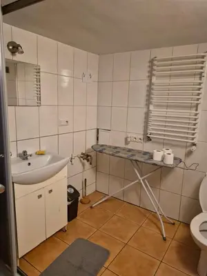 a small bathroom with a sink and a toilet at Pokoj u Eleni #1 in Kraków