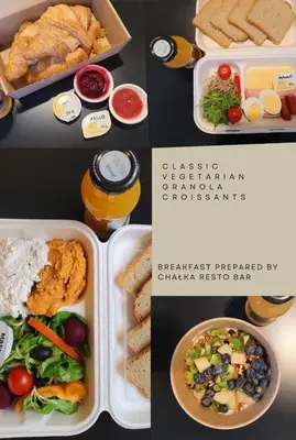 a collage of pictures of different plates of food at Prestige location apartments Pijarska street in Kraków