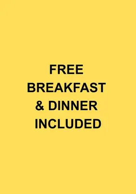 a sign that reads free breakfast and dinner included at Greg&Tom Hostel in Kraków