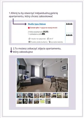 a page of a website with a picture of a room at Apartments in The Jewish Quarter - LOW STANDARD - 10' Main Square - by Upstairs in Kraków